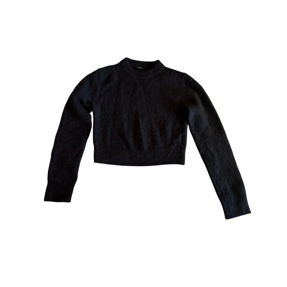 Lululemon Alpaca Wool Blend Cropped Sweater Black XS Relaxed LW3HQXS